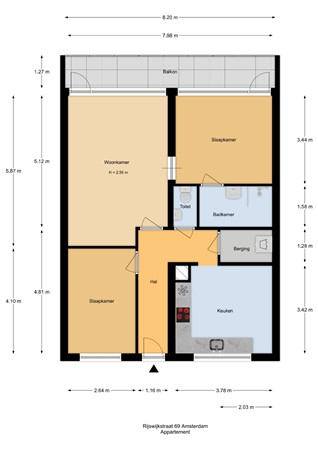 Floorplan - Rijswijkstraat 69, 1062 ER Amsterdam